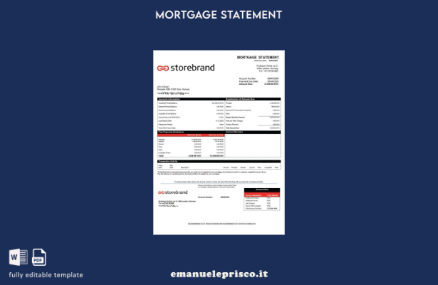 stile verificato Estratto conto ipotecario norvegese Storebrand Bank Modello Wor